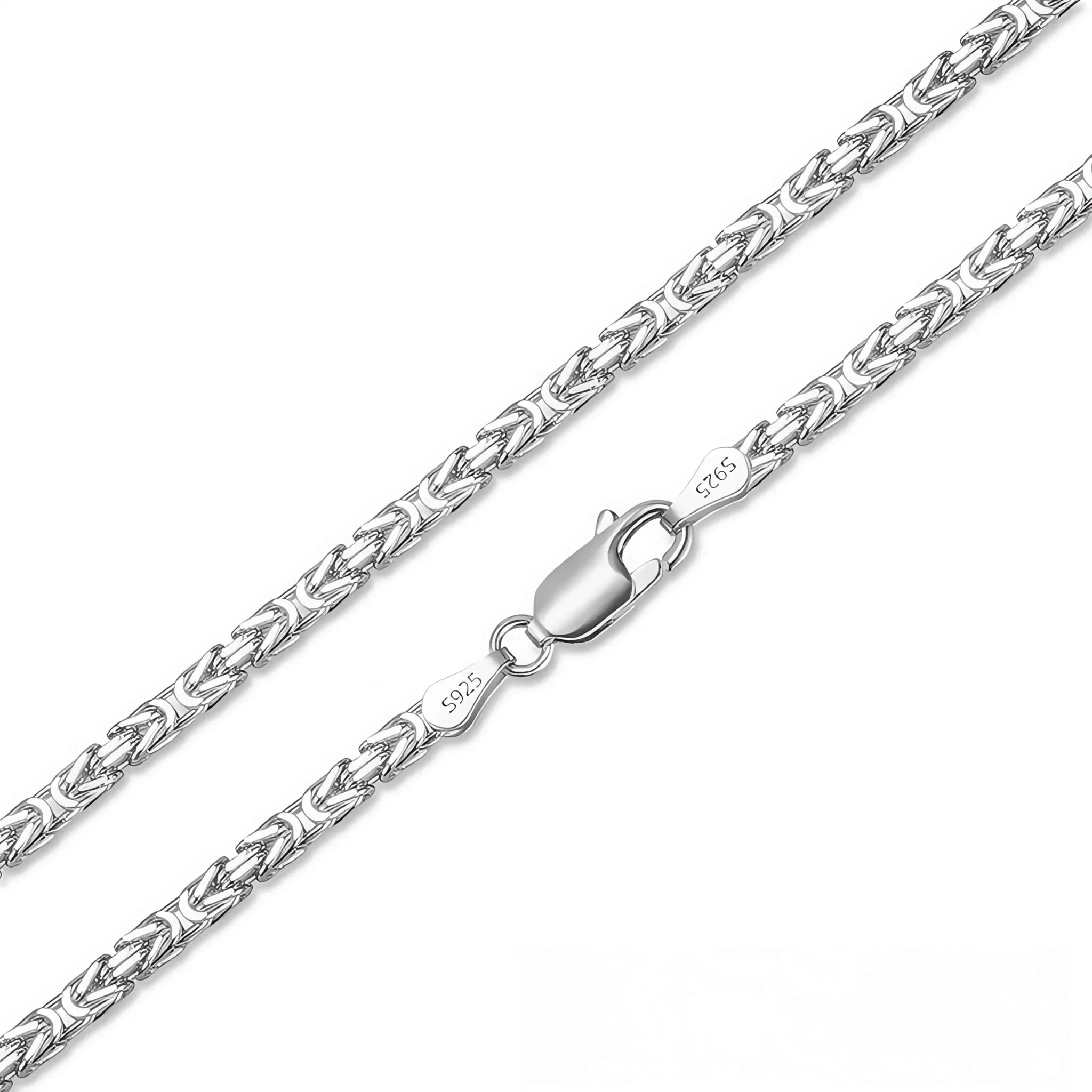 Sterling Silber Kette 925 mit Karabinerverschluss, flacher Zopfmuster, Schmuck für Damen und Herren