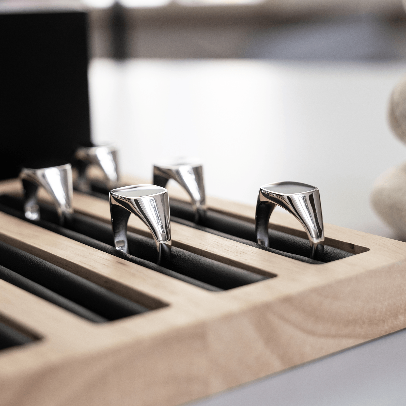 SIEGELRING ONYX SQUARE 925 SILBER RHODINIERT - IDENTIM®