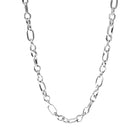 Close-up of silver PURELEI Fashion Show Necklace with fine hatching, adjustable length, perfect for layering.