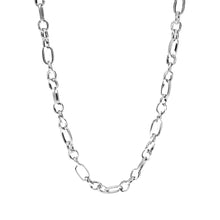 Close-up of silver PURELEI Fashion Show Necklace with fine hatching, adjustable length, perfect for layering.