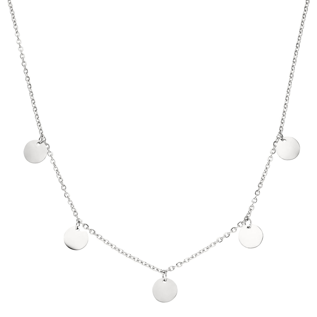 Close-up of the PURELEI Kalea Necklace in silver, featuring a dainty pendant and adjustable chain, perfect for layering.