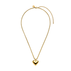 Ultra Close-up of PURELEI Lovebird Necklace in gold with a shiny heart pendant, adjustable chain, and elegant romantic design.