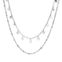 Close-up of PURELEI Plain Necklace Silver: double-layered design with bead details and coin pendants, adjustable length 40-45 cm.