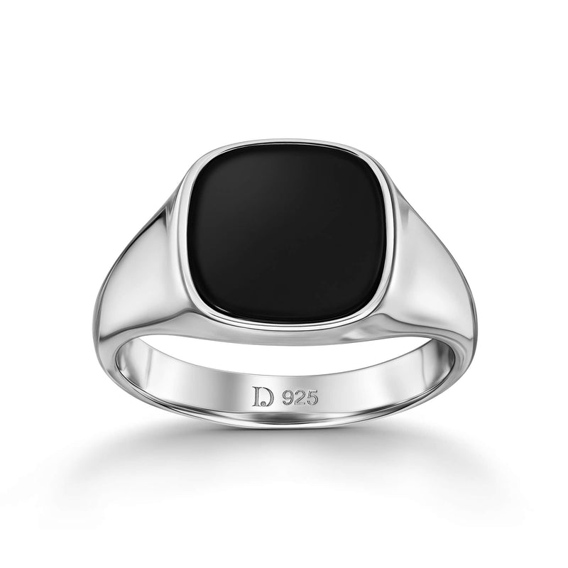 SIEGELRING ONYX SQUARE 925 SILBER RHODINIERT - IDENTIM®