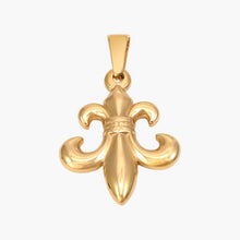Goldener Lilien-Anhänger Schmuck, glänzend, vor weißem Hintergrund