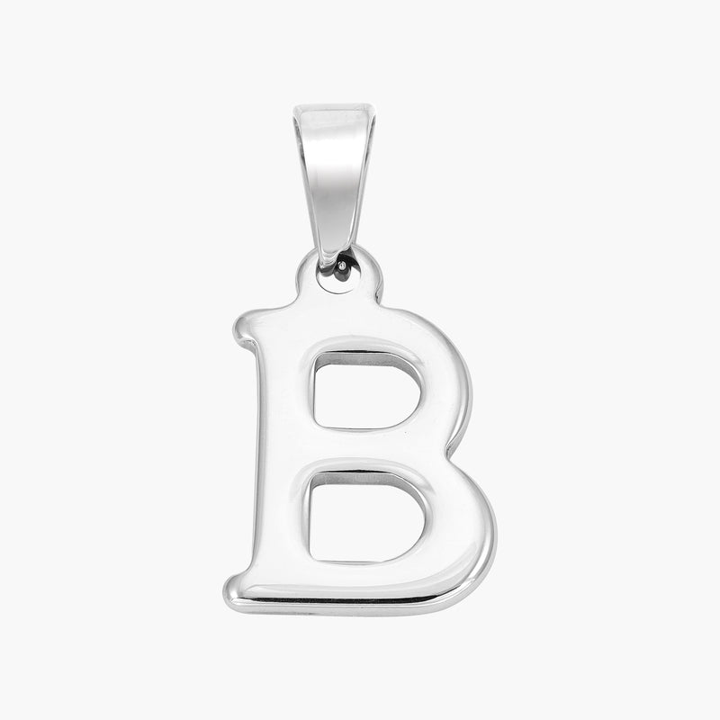 Silberner Anhänger Buchstabe B Schmuck glänzend auf weißem Hintergrund