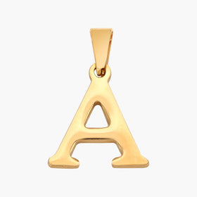 Goldener Buchstabe A Anhänger, glänzendes Schmuckstück auf weißem Hintergrund
