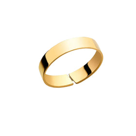 Minimalistischer, offener Goldring auf weißem Hintergrund, elegantes Schmuckdesign